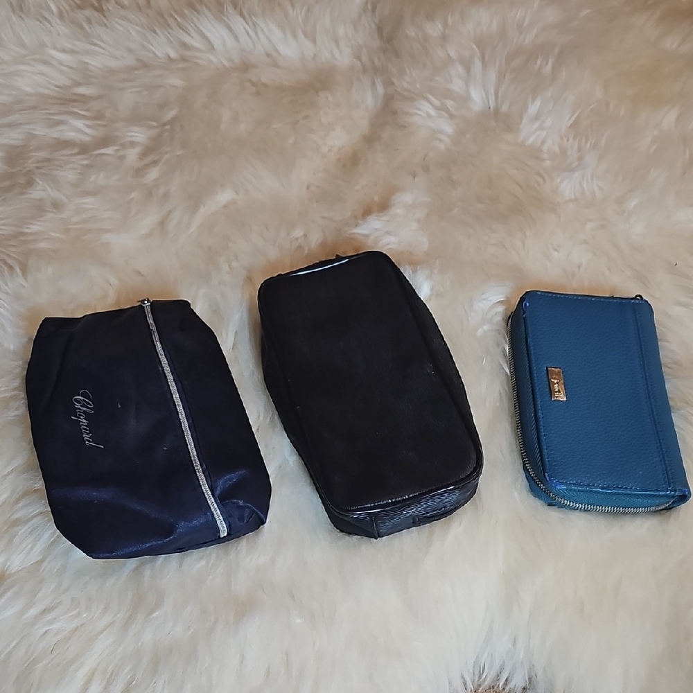 Elegant Black and Blue Cosmetic Bag Set
